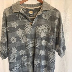 Tommy Bahama Men’s Big&Tall (Small) Gray Polo Pineapples Floral